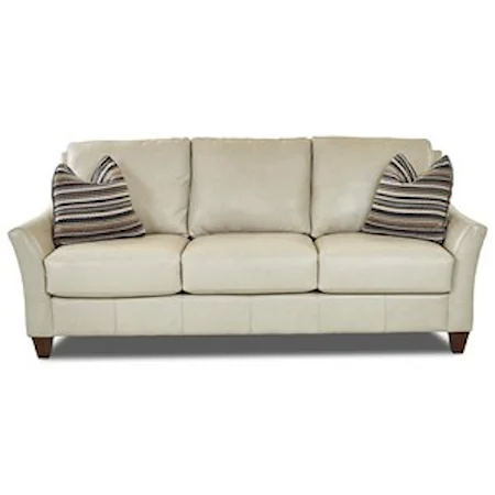 Contemporary Leather Sofa with Toss Pillows